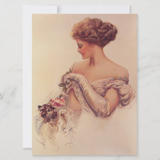 子かわいらし猫を抱えた女性 カード (正面)