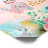 子かわいらし豚ウェルカムサインチャイルドルーム ポスター (角)