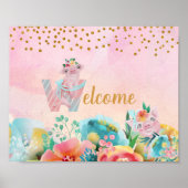 子かわいらし豚ウェルカムサインチャイルドルーム ポスター (正面)