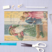 子すてき供ビクトリアン付きクリスマス 薄葉紙 (クラフト)