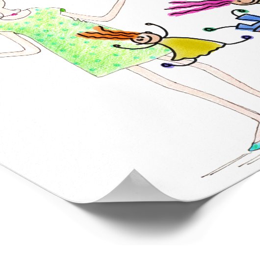 子どおもしろいもに悩む母親のスケッチ ポスター (角)