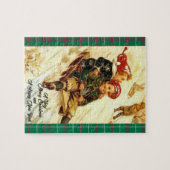 子どもおもしろいそりヴィンテージ見るメリークリスマス ジグソーパズル (横)