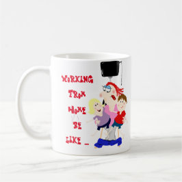 子どもおもしろいたちと一緒に家で働くムグ コーヒーマグカップ