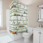 子どもおもしろいのシームレスなパターン鉄道 シャワーカーテン (インサイチュ)