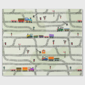 子どもおもしろいのシームレスなパターン鉄道 ラッピングペーパー (フラット)