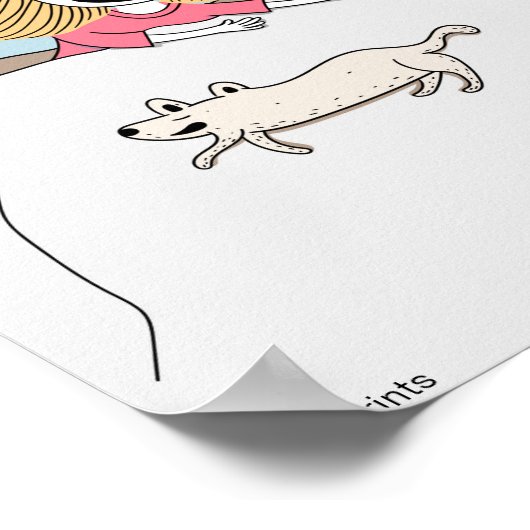 子どもおもしろいのポスターの女の子と犬が一緒にベッド ポスター (角)