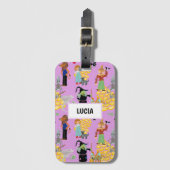 子どもおもしろいの薄紫キャラクター ラゲッジタグ (正面縦)