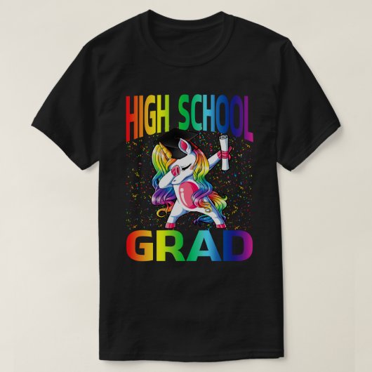 子どもおもしろい向け高校卒業ユニコーン Tシャツ (デザイン正面)