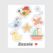 子どもかわいい日ビーチおもちゃボート海賊鳥 シール (シート)