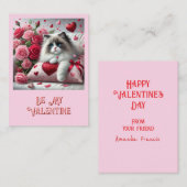 子どもかわいい猫バレンタインデー教室 ノートカード (正面/裏面)