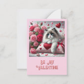 子どもかわいい猫バレンタインデー教室 ノートカード (正面)