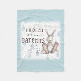子どもがあなたの両親に従う – 列3:20青 フリースブランケット