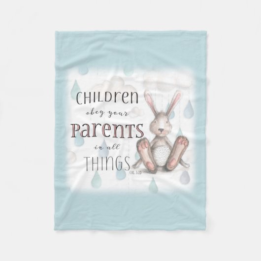 子どもがあなたの両親に従う – 列3:20青 フリースブランケット (正面)