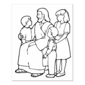 子どもがいるイエスイラストレーションパターンのアートスタム ラバースタンプ (インプリント)