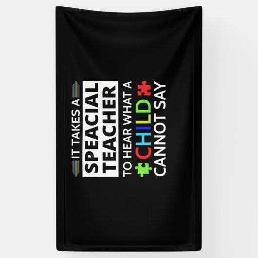 子どもが何ができるかを聞くには、特別な先生が必要です。/子どもが何ができるかを聞くには、特別な方法が 横断幕 (縦)