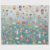 子どもが名前と年齢を追加するハッピーバースデーパーティー  ラッピングペーパー (フラット)