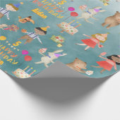 子どもが名前と年齢を追加するハッピーバースデーパーティー  ラッピングペーパー (角)