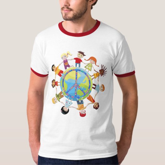 子どもが平和のために世界中に集まる Tシャツ (正面)
