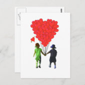子どもが手とハート型の風船を持つ ポストカード (正面/裏面)