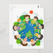 子どもが手をのまわりに握る ポストカード (正面/裏面)