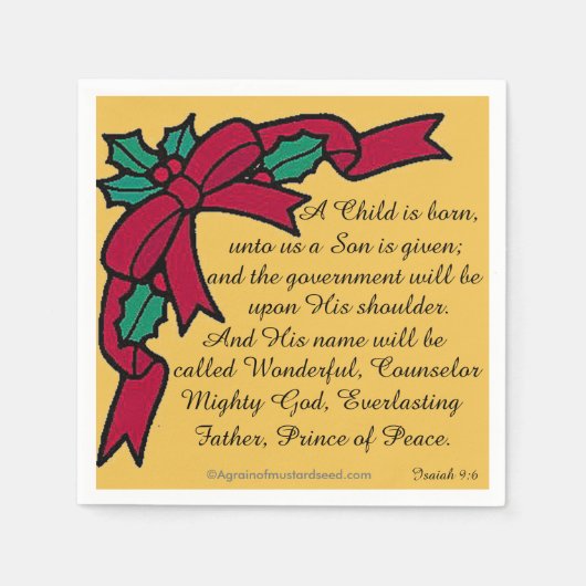 子どもが生まれ聖なる書物、 経典だ スタンダードカクテルナプキン (正面)