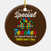 子どもが自閉症を言えないのを聞く特別先生 セラミックオーナメント (裏面)