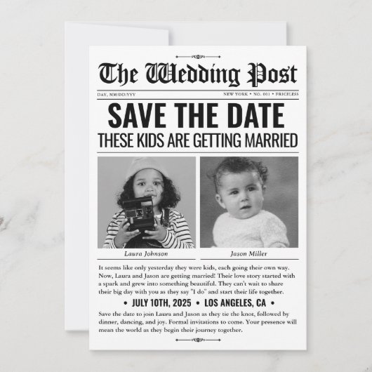 子どもたちが結婚する新聞発表を受け取る シーズンカード (正面)