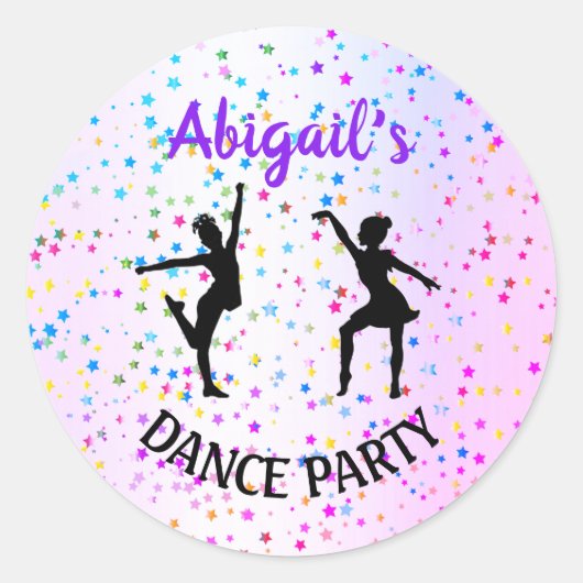 子どもたちが色や星の濃淡を踊る ラウンドシール (正面)