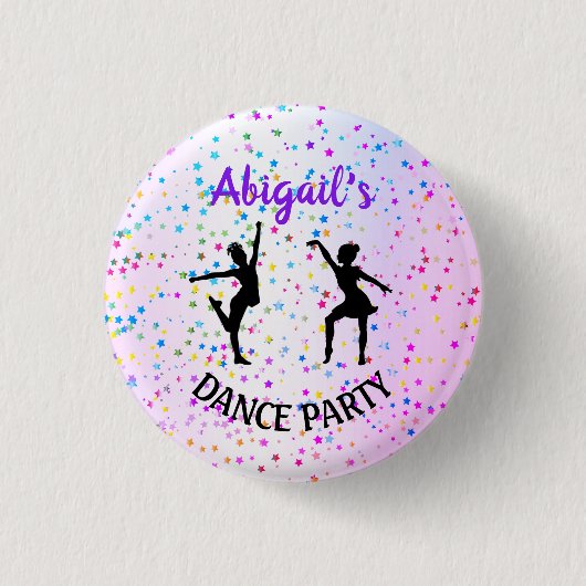 子どもたちが色や星の濃淡を踊る 缶バッジ (正面)