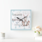 子どもたちが親に従う3時20分青 スクエア壁時計 (ホーム)