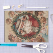 子どもたちに囲まれた電話でのサンタクロース 薄葉紙 (クラフト)