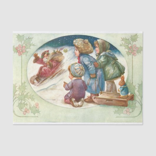 子どもたちに手を振るかわいいサンタクロース 薄葉紙 (正面)