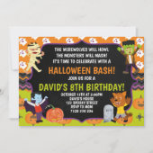 子どもたちのハロウィーンの誕生日パーティーの不気味衣装 招待状 (正面)