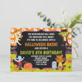 子どもたちのハロウィーンの誕生日パーティーの不気味衣装 招待状 (スタンド正面)