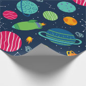 子どもたちの宇宙ロケット惑星星座 ラッピングペーパー (角)