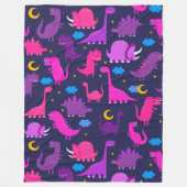 子どもたちの恐竜が夜の女の子のピンクパープルかわいい フリースブランケット (正面)