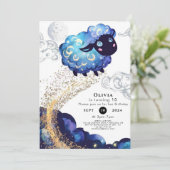 子どもたちの愛らしい羊の誕生日 招待状 (スタンド正面)