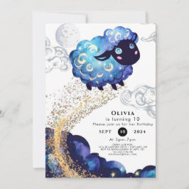 子どもたちの愛らしい羊の誕生日 招待状