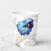 子どもたちの愛らしい羊の誕生日 紙コップ (正面)