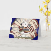 子どもたちの愛国的なバニーTシャツと贈り物 カード (黄色い花)