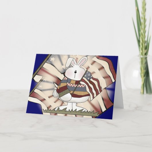 子どもたちの愛国的なバニーTシャツと贈り物 カード (正面)