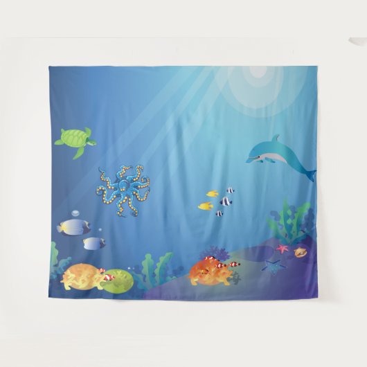 子どもたちの海の背景の下 タペストリー (正面(横))