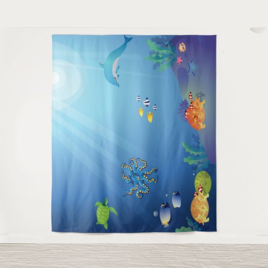 子どもたちの海の背景の下 タペストリー (正面)