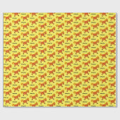 子どもたちの茶色い鞍馬の漫画を目まぐるしく描く ラッピングペーパー (フラット)