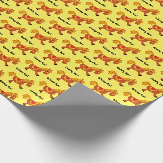 子どもたちの茶色い鞍馬の漫画を目まぐるしく描く ラッピングペーパー (角)