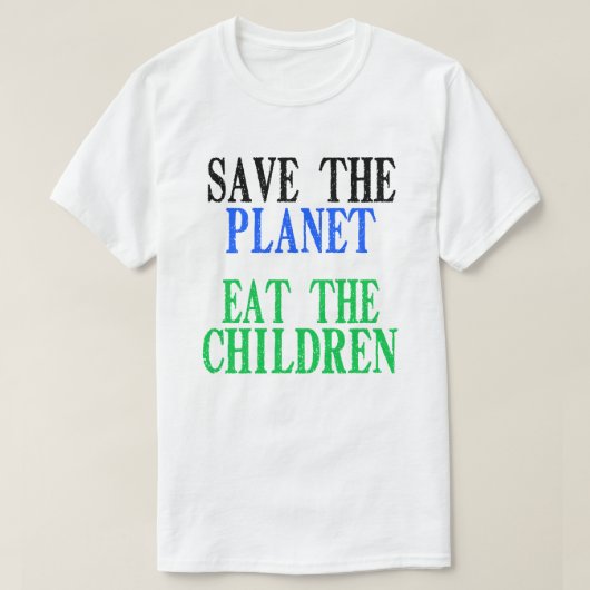 子どもたちの贈食べり物を地球を救う Tシャツ (デザイン正面)