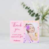 子どもたちへの感謝 かわいい カラフルな水玉 ポストカード (スタンド正面)