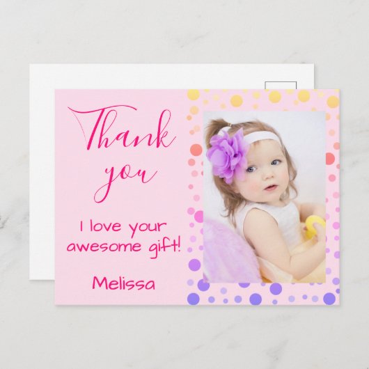 子どもたちへの感謝 かわいい カラフルな水玉 ポストカード (正面/裏面)