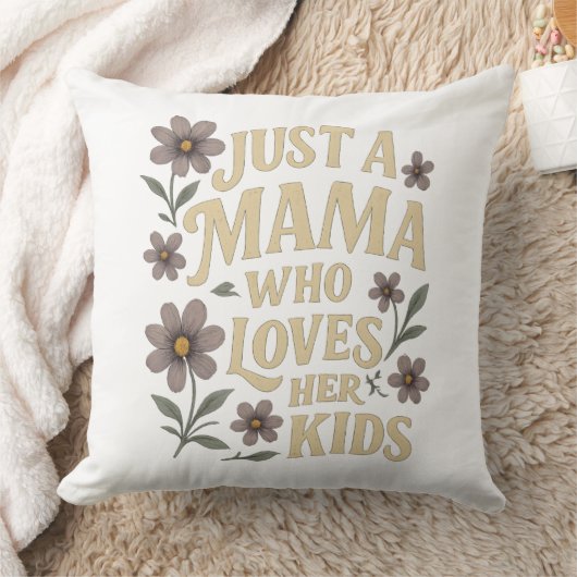 子どもたちを愛するただのママレトロフローラアート クッション (ブランケット)