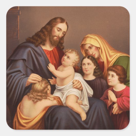 子どもたちを持つイエス・キリスト スクエアシール (正面)
